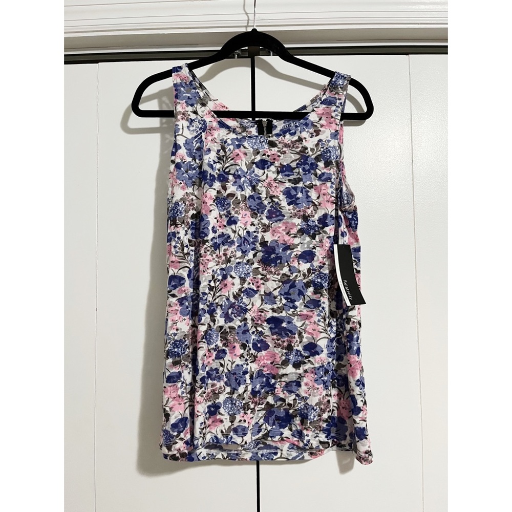 Relativity Floral Faux Back Zipper Large Tank Top